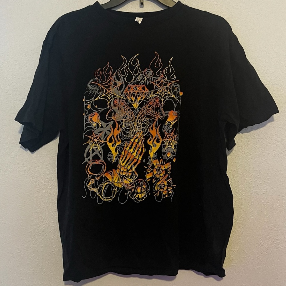 Skull/Flames Yellow/Orange/Black Short Sleeve Graphic Tee